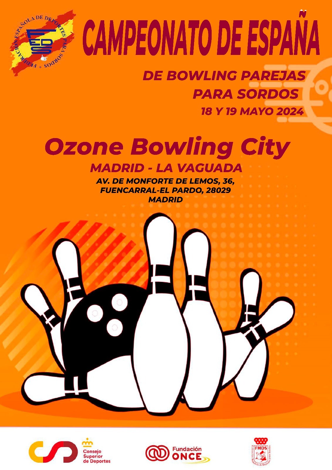 Poster Cto Esp Bowling Parejas 2024 red